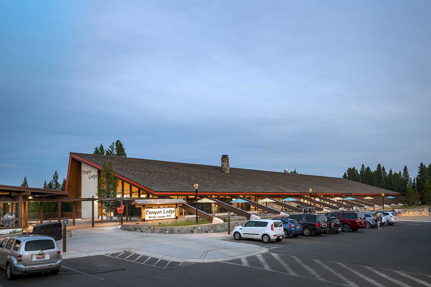 An exterior view of the Canyon Lodge