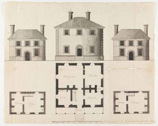 Drawing of Menokin showing Neo-Palladian Design