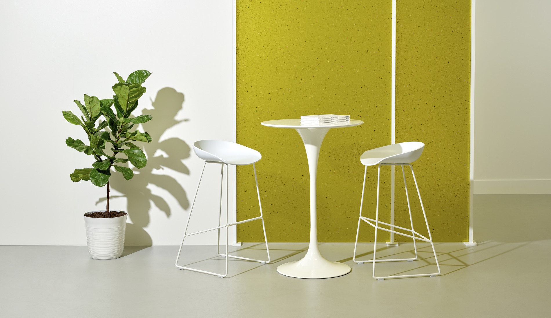 Where the rest of the Varia line is 40 percent recycled, Flek Pure is sourced primarily from in-house waste, for a textured, terrazzo-like look.