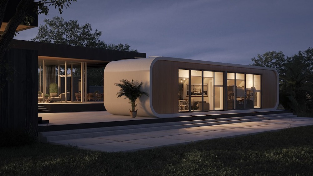 It’s built in a factory, with 3-D printing technology.