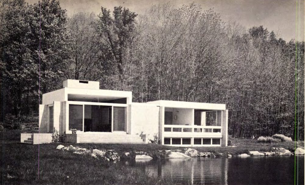 Concrete-Block Lakeside House in Sharon, Sharon CT